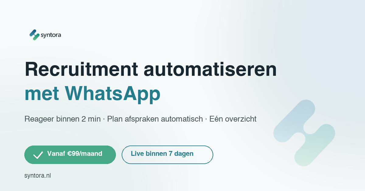 Syntora | AI-recruitment via WhatsApp voor horeca & retail